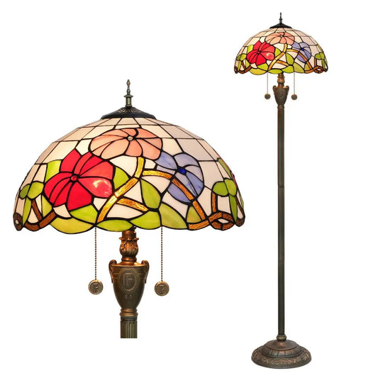 Dia40cm Handmade Morning Glory Art Tiffany Stained Glass Floor Lamp - CTL