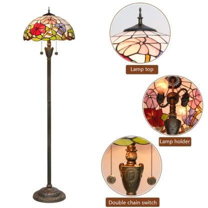 Dia40cm Handmade Morning Glory Art Tiffany Stained Glass Floor Lamp - CTL
