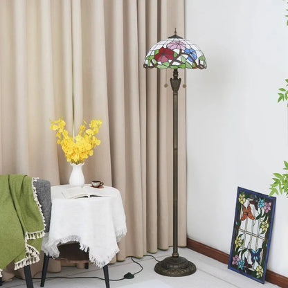 Dia40cm Handmade Morning Glory Art Tiffany Stained Glass Floor Lamp - CTL