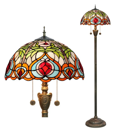 Dia40cm Luxury Stained Glass Love Peach Art Lampshade Tiffany Floor Lamp - CTL