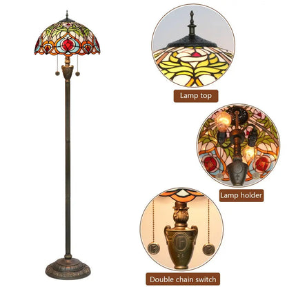 Dia40cm Luxury Stained Glass Love Peach Art Lampshade Tiffany Floor Lamp - CTL