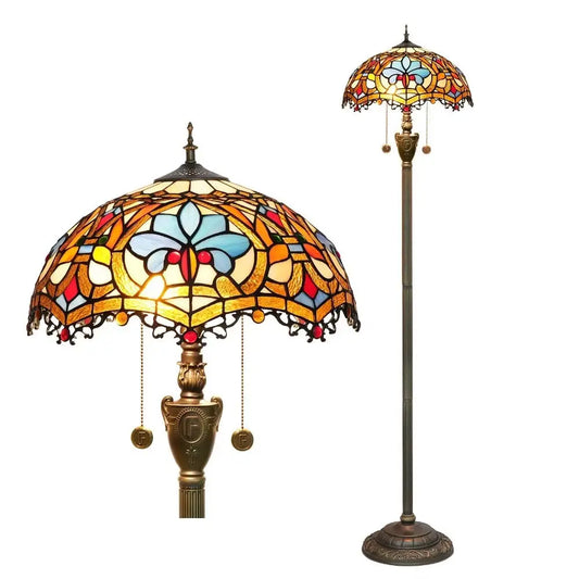 Dia40cm Art Baroque Lampshade Vintage Stained Glass Tiffany Floor Lamps - CTL