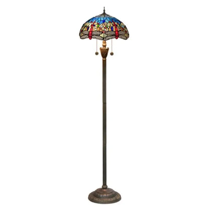 Dia40cm Stained Glass Blue Lampshade Tiffany Dragonfly Floor Lamp - CTL