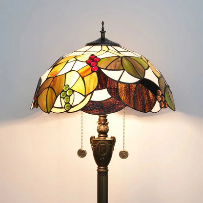 Dia40cm Stained Glass Brown Grape Lampshade Tiffany Floor Lamps for Living Room - CTL