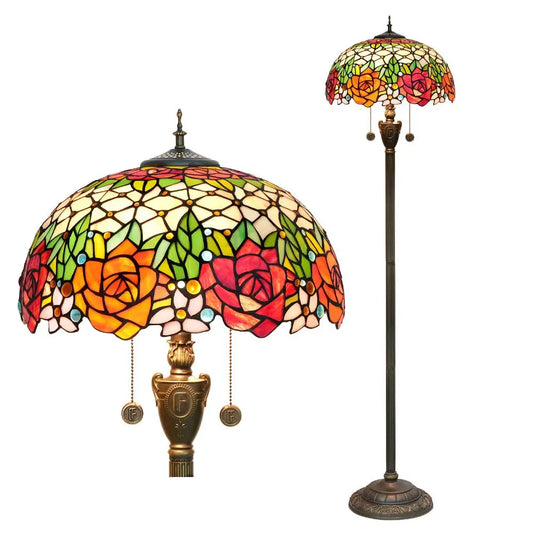 Dia40cm Stained Glass Gorgeous Rose Lampshade Tiffany Style Floor Lamps for Sale - CTL