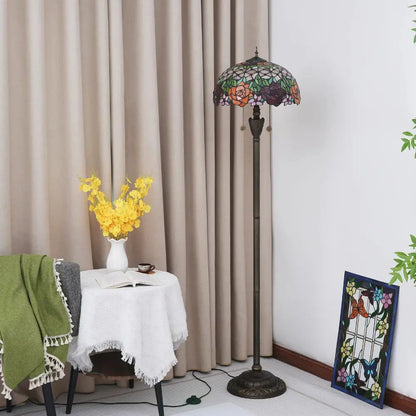 Dia40cm Stained Glass Gorgeous Rose Lampshade Tiffany Style Floor Lamps for Sale - CTL