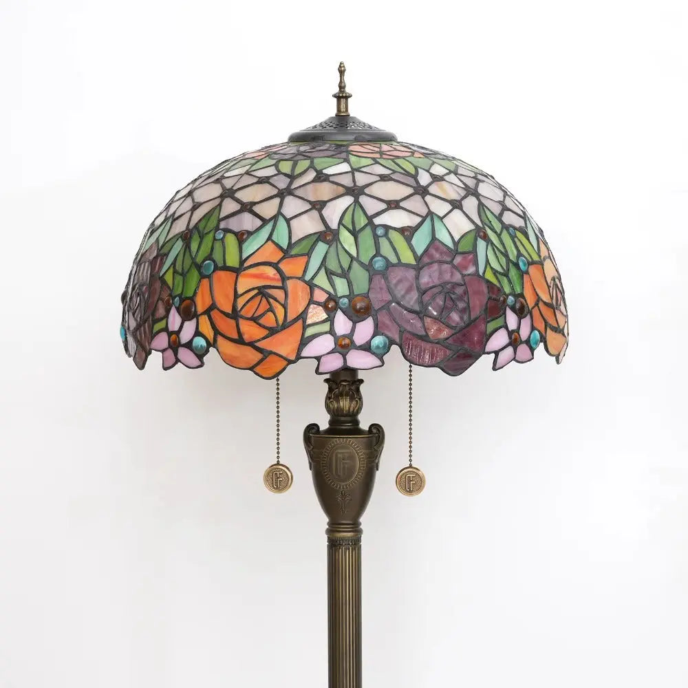 Dia40cm Stained Glass Gorgeous Rose Lampshade Tiffany Style Floor Lamps for Sale - CTL