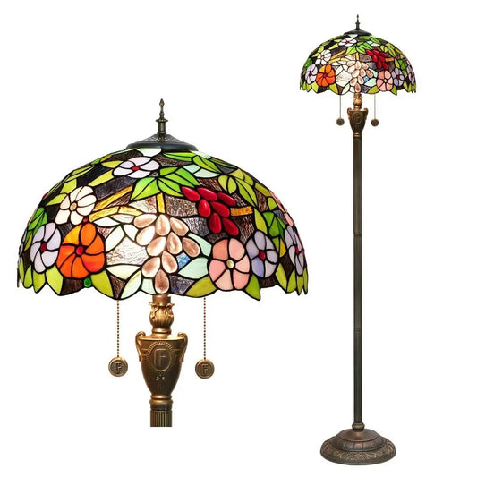 Dia40cm Grape Flower Lampshade Tiffany Stained Glass Floor Lamp - CTL