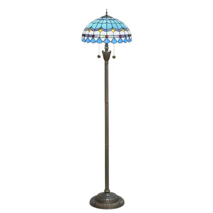 Dia40cm Stained Glass Mediterranean Sea Lampshade Blue Tiffany Floor Lamp - CTL