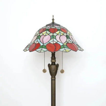 Dia40cm Pink Peach Art Lampshade Tiffany Stained Glass Floor Lamp - CTL