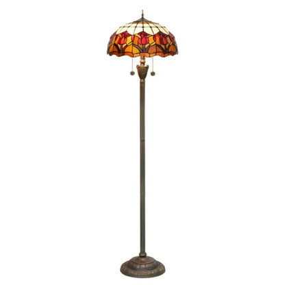 Dia40cm Red Tulip Art Lampshade Tiffany Stained Glass Floor Lamp - CTL