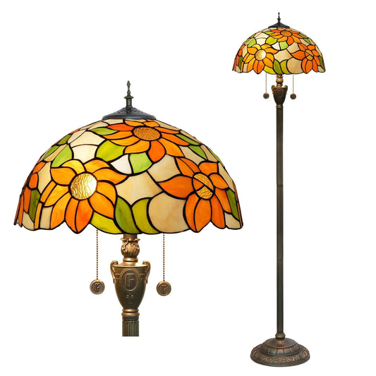 Dia40cm Sunflower Tiffany Lamp Lampshade Vintage Stained Glass Floor Lamps - CTL