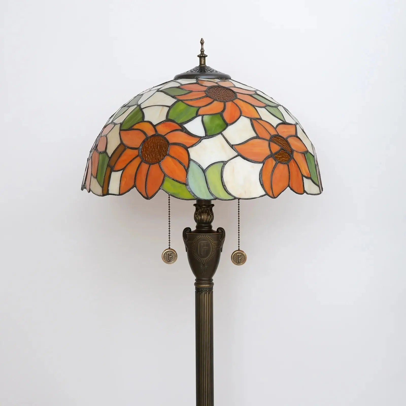 Dia40cm Sunflower Tiffany Lamp Lampshade Vintage Stained Glass Floor Lamps - CTL