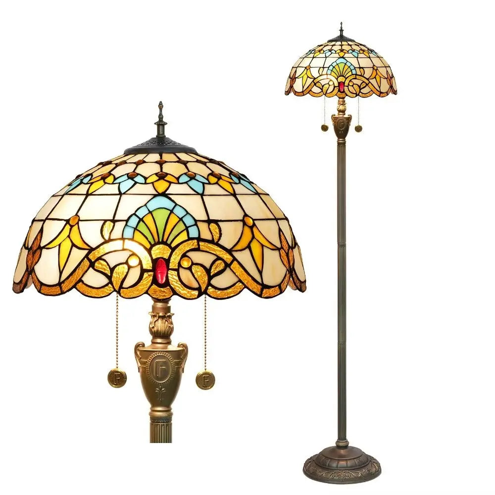 Dia40cm Tiffany Baroque Art Lampshade Stained Glass Floor Lamps for Sale - CTL