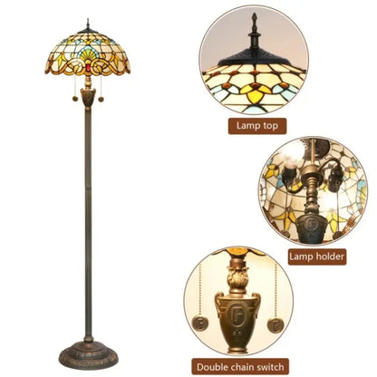 Dia40cm Tiffany Baroque Art Lampshade Stained Glass Floor Lamps for Sale - CTL