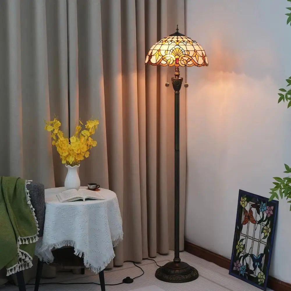 Dia40cm Tiffany Baroque Art Lampshade Stained Glass Floor Lamps for Sale - CTL