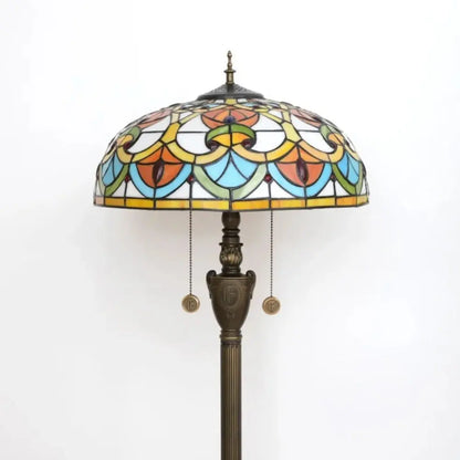 Dia40cm Tiffany Peach Heart Beads Lampshade Stained Glass Floor Lamp - CTL
