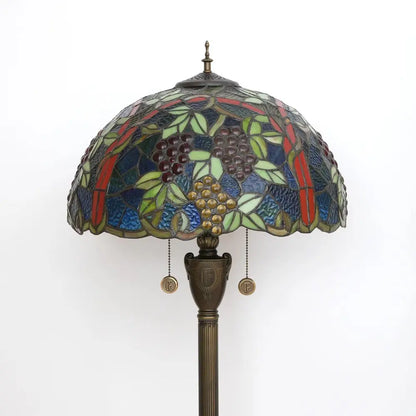 Dia43cm Stained Glass Grape Fruit Art Lampshade Tiffany Standing Floor Lamp - CTL