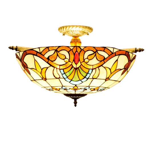 Dia55cm Stained Glass Baroque Lampshade Large Tiffany Style Ceiling Lamp - CTL