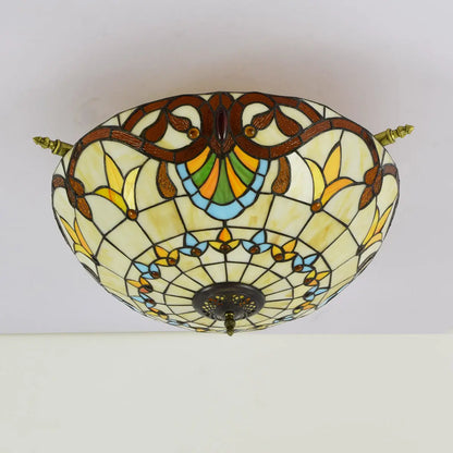 Dia55cm Stained Glass Baroque Lampshade Large Tiffany Style Ceiling Lamp - CTL