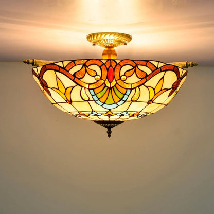Dia55cm Stained Glass Baroque Lampshade Large Tiffany Style Ceiling Lamp - CTL