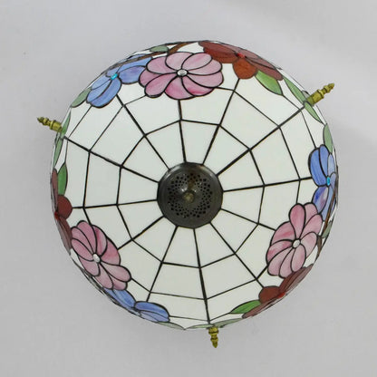 Dia55cm Stained Glass Morning Glory Lampshade Large Tiffany Ceiling Lamp - CTL