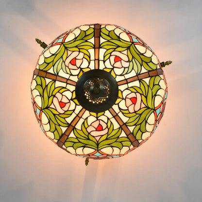 Dia55cm Stained Glass Peach Lampshade Large Tiffany Ceiling Lamp - CTL