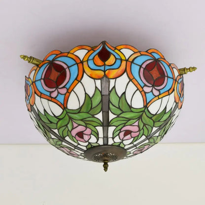 Dia55cm Stained Glass Peach Lampshade Large Tiffany Ceiling Lamp - CTL