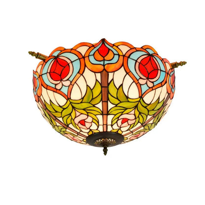 Dia55cm Stained Glass Peach Lampshade Large Tiffany Ceiling Lamp - CTL