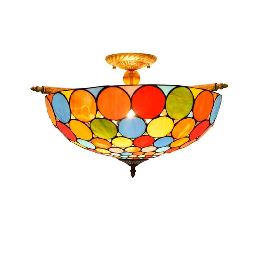 Dia55cm Stained Glass Bohemia Lampshade Large Tiffany Ceiling Light - CTL