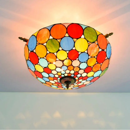 Dia55cm Stained Glass Bohemia Lampshade Large Tiffany Ceiling Light - CTL