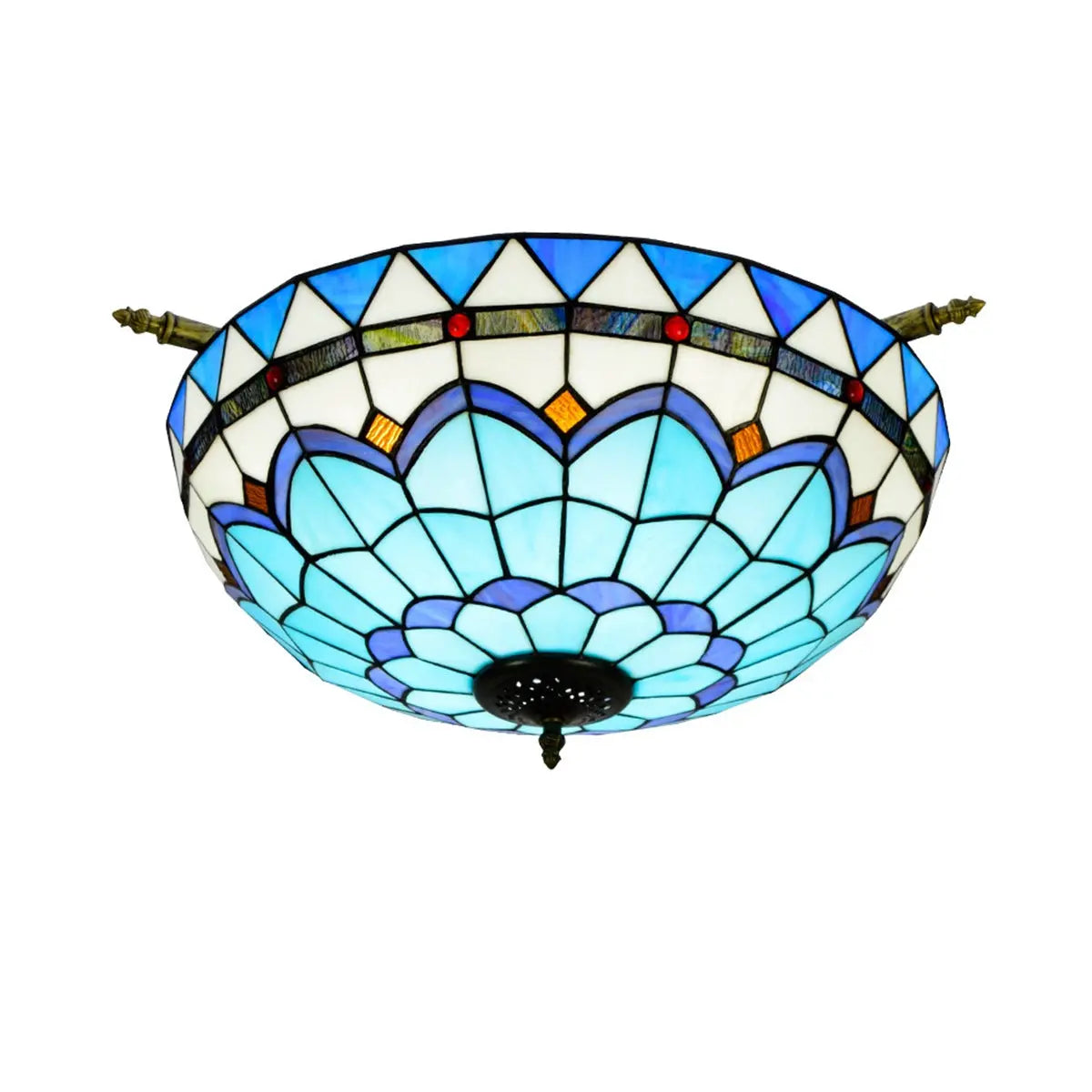 Dia55cm Stained Glass Blue Lampshade Large Tiffany Ceiling Light - CTL
