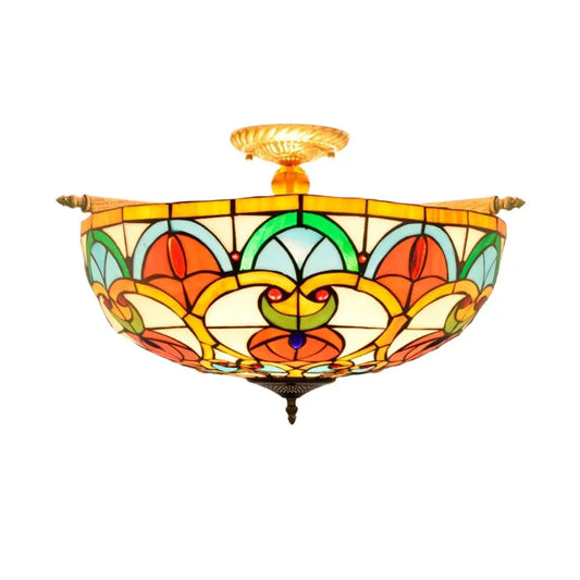 Dia55cm Stained Glass Peach Heart Beads Lampshade Tiffany Antique Ceiling Lights - CTL