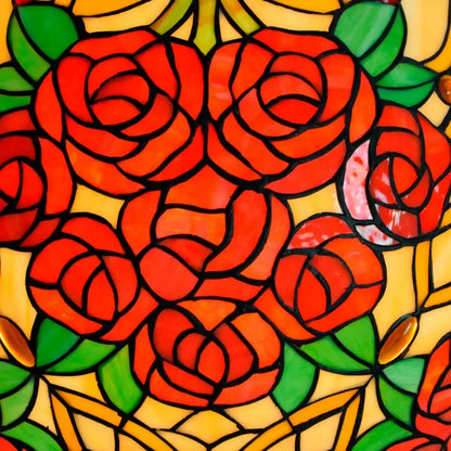 Dia55cm Vintage Stained Glass Rose Lampshade Tiffany Flush Mount Ceiling Light - CTL