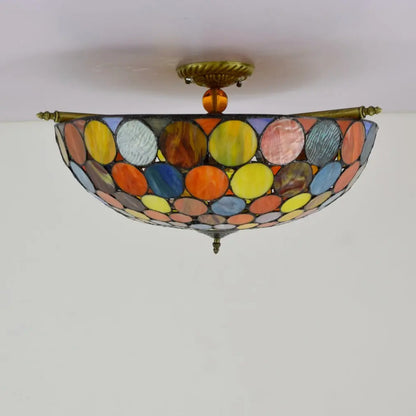 Dia65cm Stained Glass Bohemia Spots Lampshade Large Tiffany Ceiling Lamp - CTL