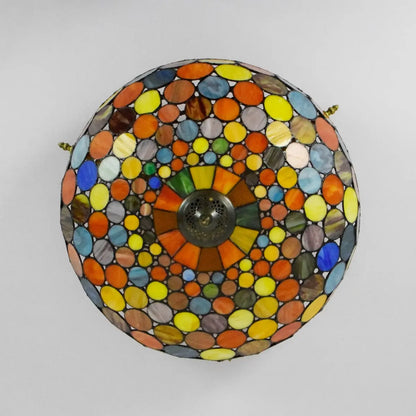 Dia65cm Stained Glass Bohemia Spots Lampshade Large Tiffany Ceiling Lamp - CTL