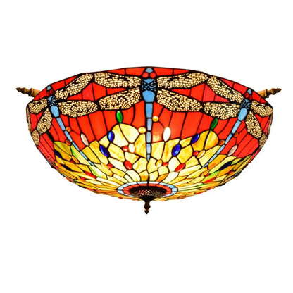 Dia65cm Stained Glass Dragonfly Lampshade Large Tiffany Ceiling Lamp - CTL