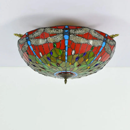 Dia65cm Stained Glass Dragonfly Lampshade Large Tiffany Ceiling Lamp - CTL