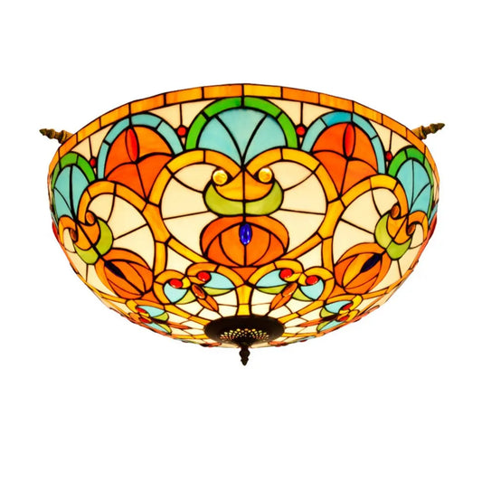 Dia65cm Stained Glass Peach Beads Lampshade Large Tiffany Ceiling Lamp - CTL