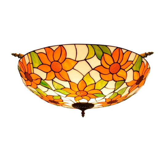 Dia65cm Stained Glass Sunflower Lampshade Large Tiffany Ceiling Lamp - CTL