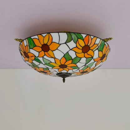 Dia65cm Stained Glass Sunflower Lampshade Large Tiffany Ceiling Lamp Classical Tiffany Lamp