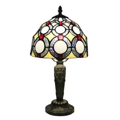 8inch Tiffany Style Bedside Lamps with Stained Glass Floral Lampshade - CTL