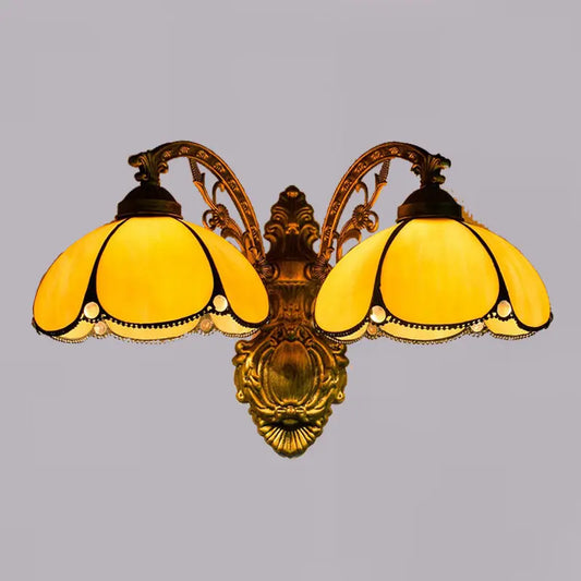 Antique Stained Glass Tiffany Double Head Wall Sconce Lighting - CTL
