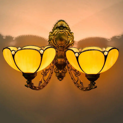 Antique Stained Glass Tiffany Double Head Wall Sconce Lighting - CTL