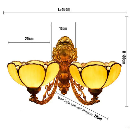 Antique Stained Glass Tiffany Double Head Wall Sconce Lighting - CTL