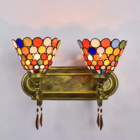 2 Light Sconce Wall Lighting Antique Tiffany Stained Glass Bohemian Sconce - CTL