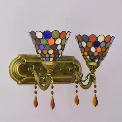 2 Light Sconce Wall Lighting Antique Tiffany Stained Glass Bohemian Sconce - CTL