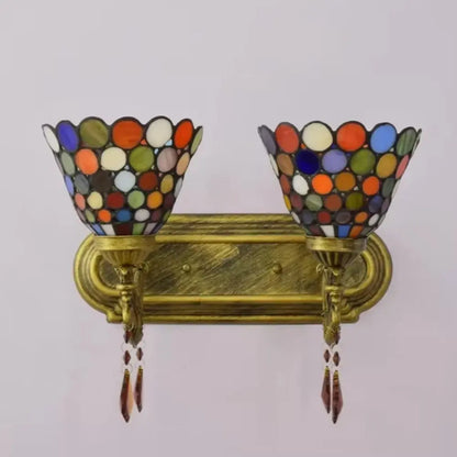2 Light Sconce Wall Lighting Antique Tiffany Stained Glass Bohemian Sconce - CTL