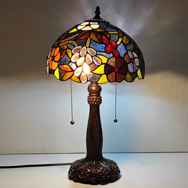 12inch Stained Glass Pastoral Dragonfly Floral Lampshade Vintage Tiffany Desk Lamp - CTL