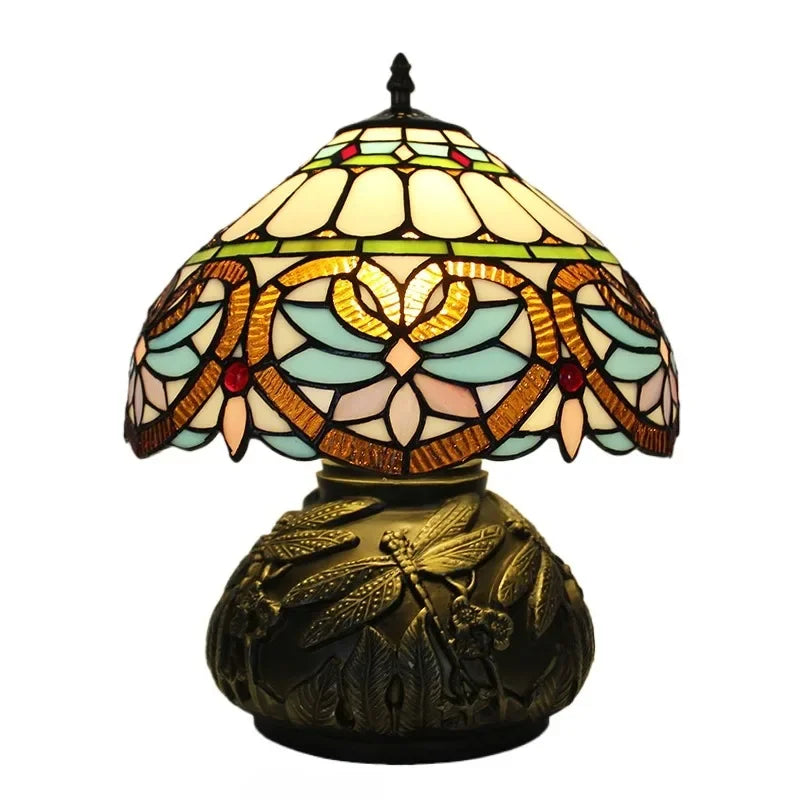12inch Tiffany Stained Glass Pearl Hummingbird Lampshade Vintage Desk Lamp - CTL